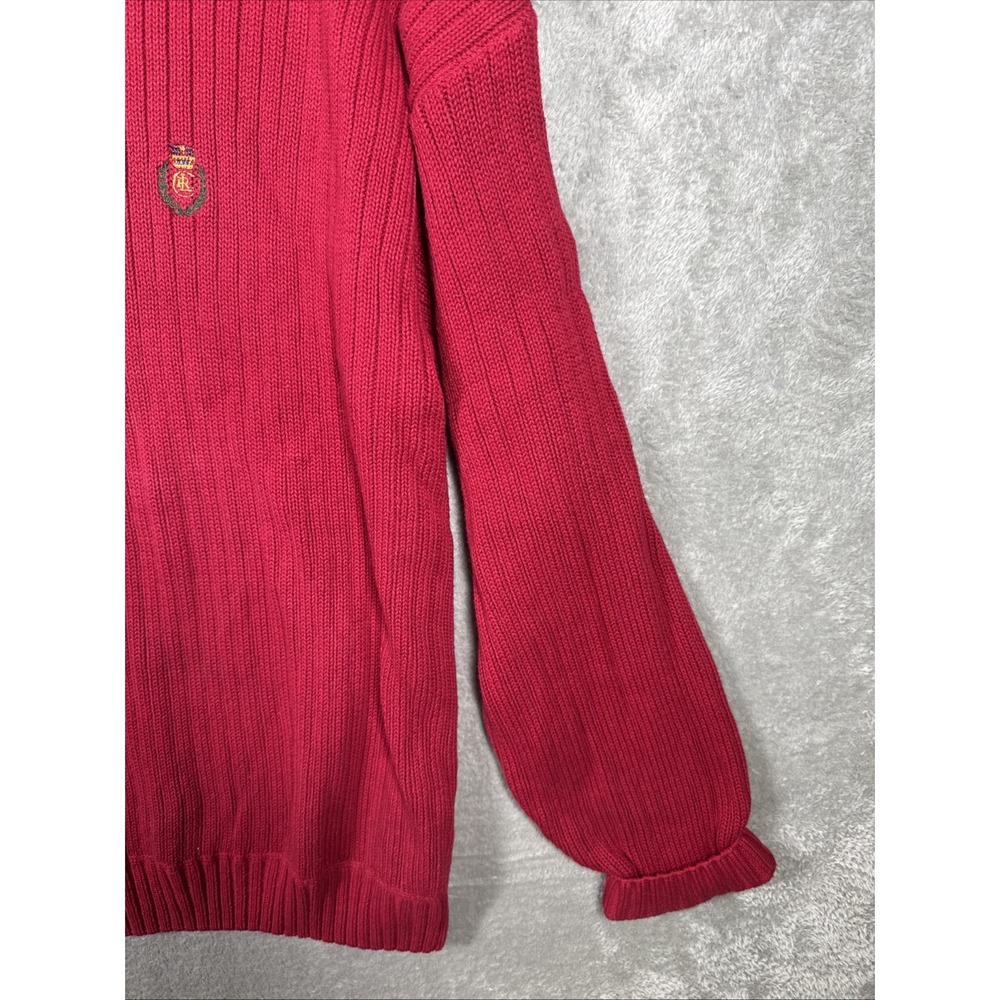 Ralph Lauren Chaps‎ Vintage 100% Wool Cable-Knit Crewneck Sweater Red Size XL - Picture 3 of 9